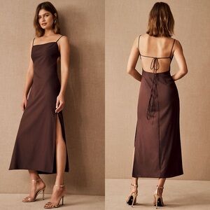 BHLDN Gavin Brown Open-Back Tie Slip Dress in Cocoa Plum